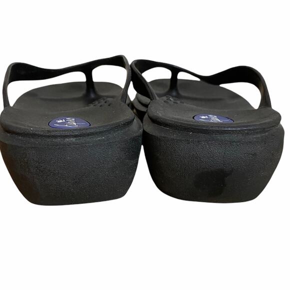 Okabashi Aspire Molded Flip Flop Sandals Sz M/L 8.0-9.0 Black Wedge Heel - Picture 5 of 10